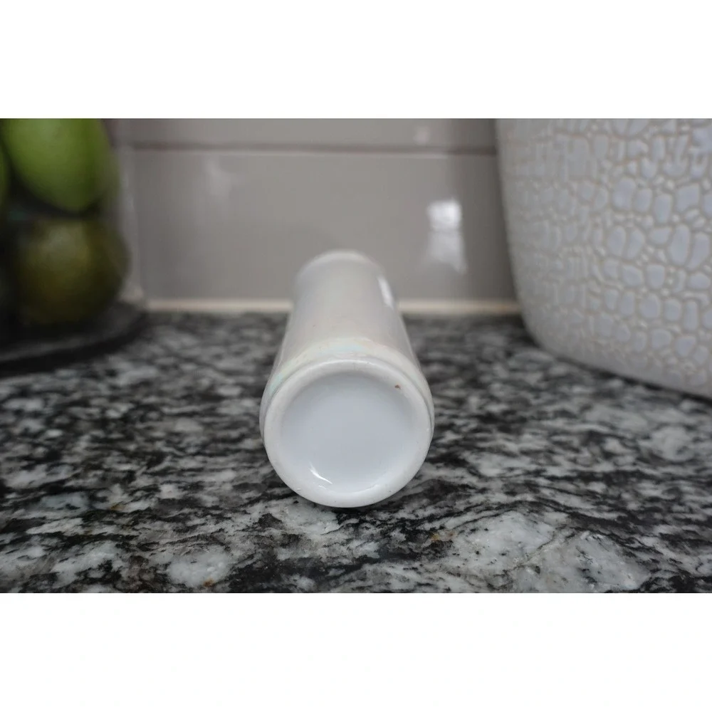 Iridescent Bud Vase with Rose‎ Floral Design, Small Decorative Vase